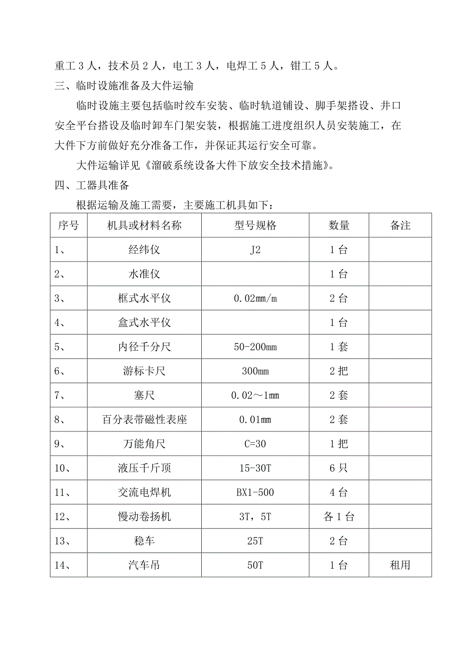 井下溜破系统破碎机安装安全技术措施_第3页