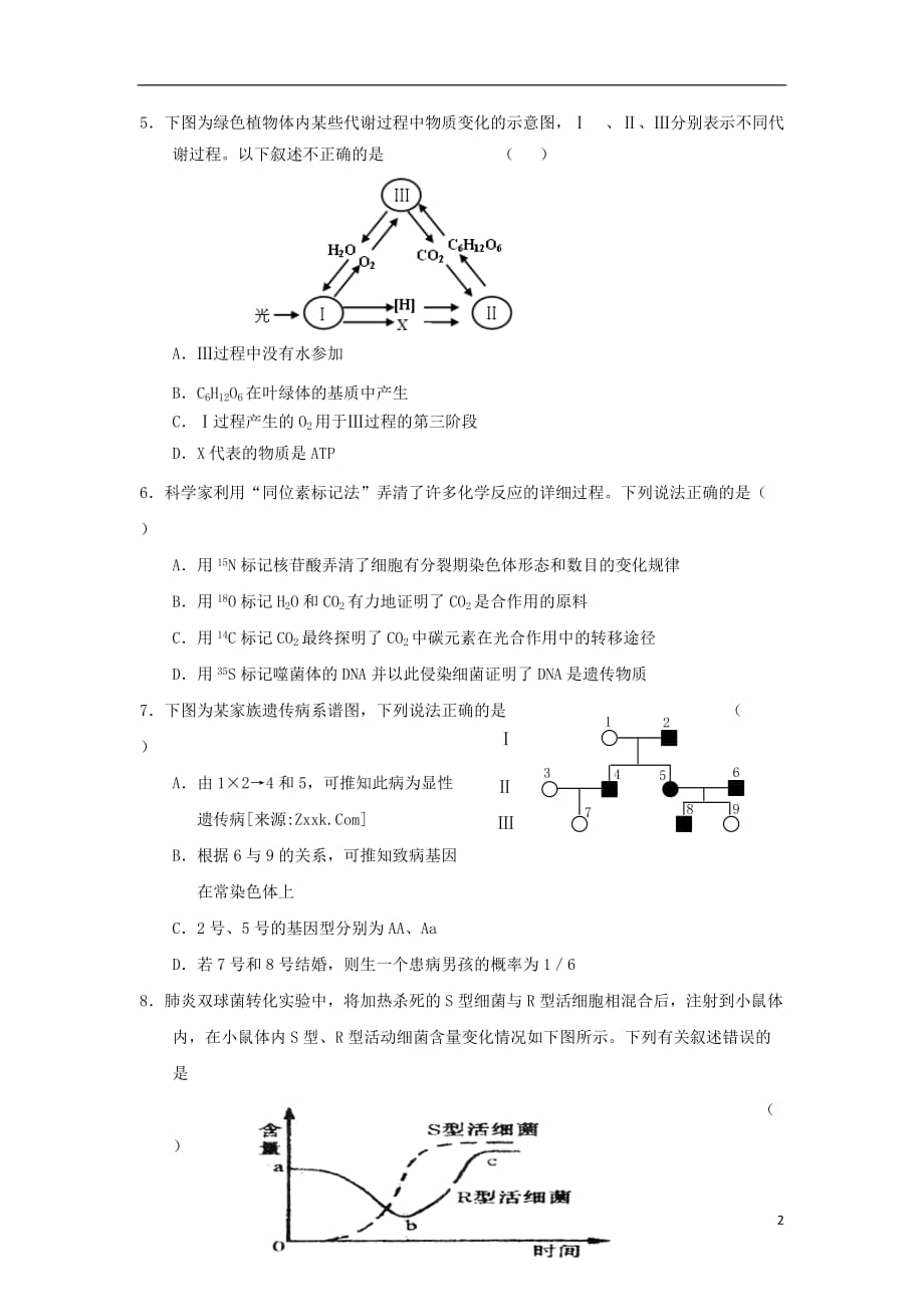 2012高考生物 理综仿真练习（4）.doc_第2页