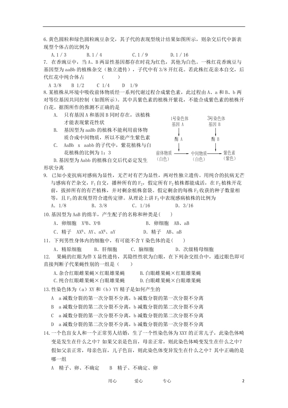 河北省2011-2012学年高二生物下学期第一次月考试题【会员独享】.doc_第2页