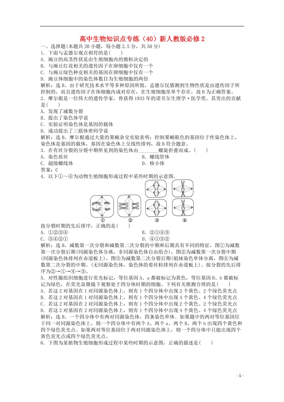 高中生物知识点专练（40）新人教版必修2.doc_第1页