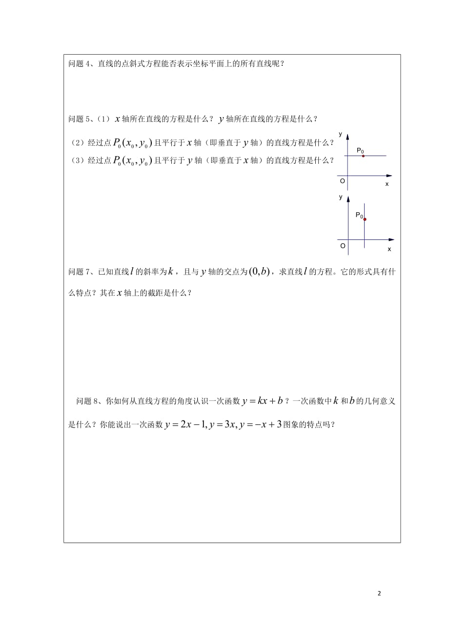 黑龙江省齐齐哈尔市高中数学第三章直线与方程3.2直线的方程3.2.1直线的点斜式方程领学案（无答案）新人教A版必修2_第2页