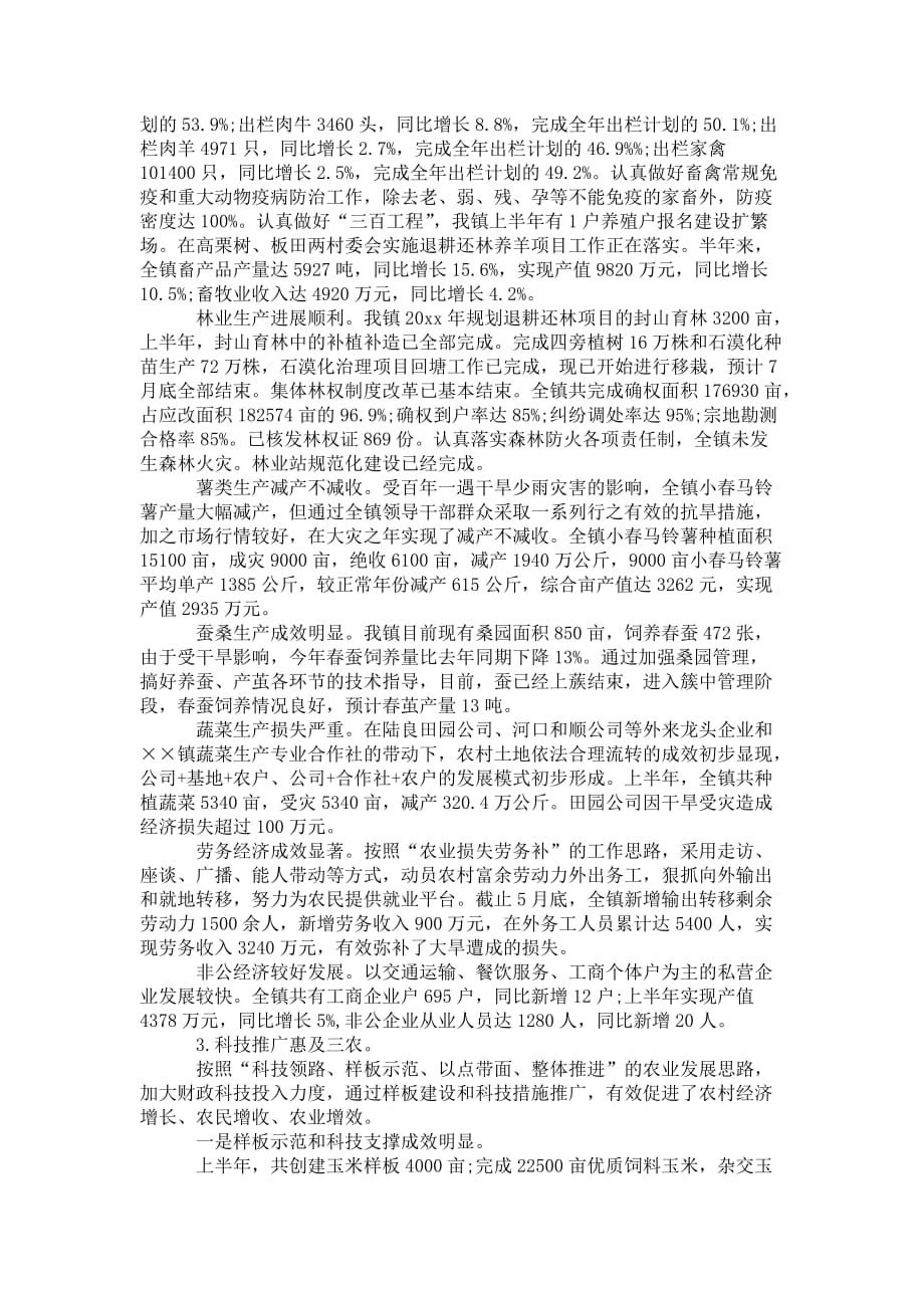 乡镇上半年工作总结和下 半年计划_第2页