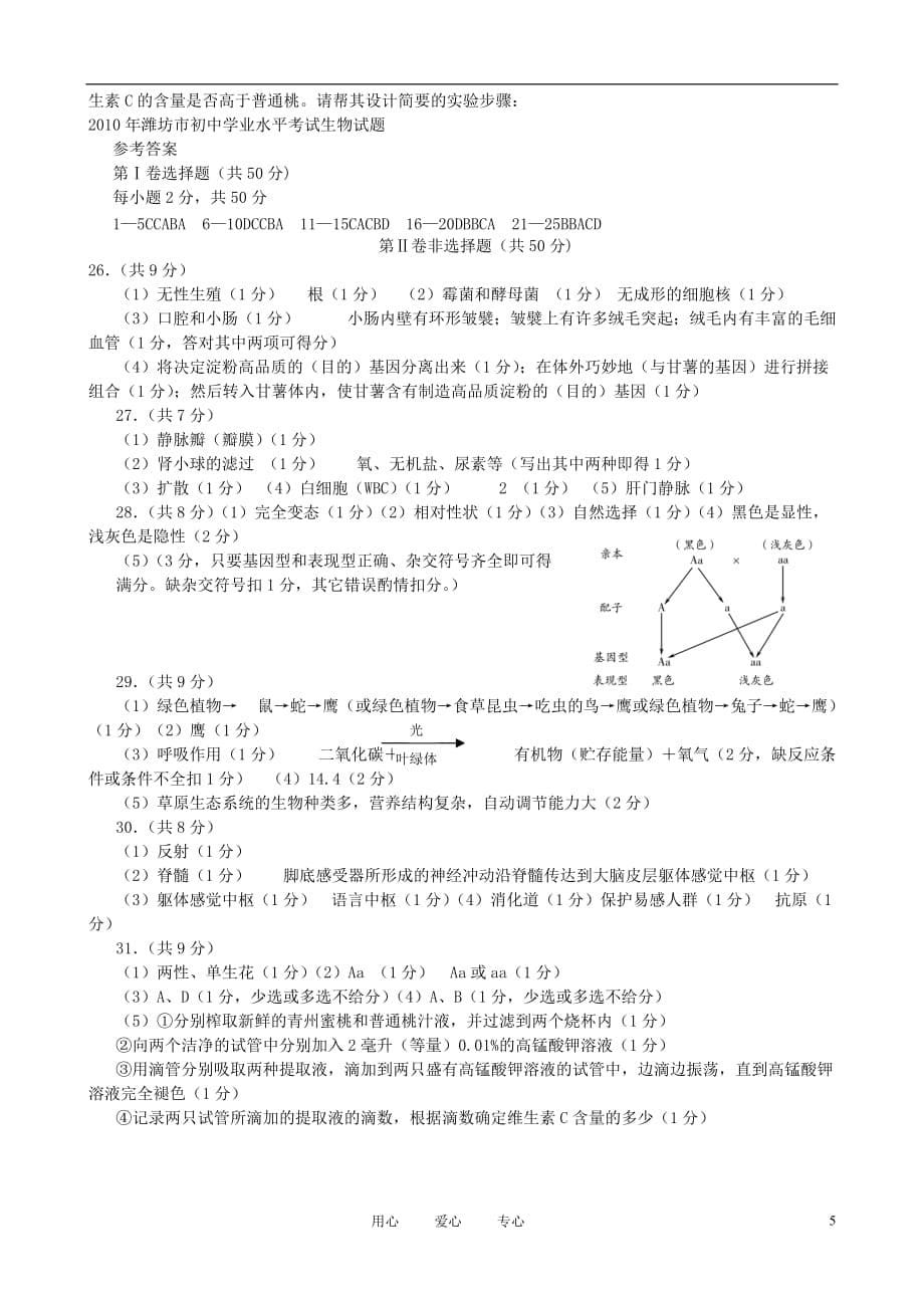 山东省潍坊市2007-2011年初中生物学业水平考试试题（4）.doc_第5页