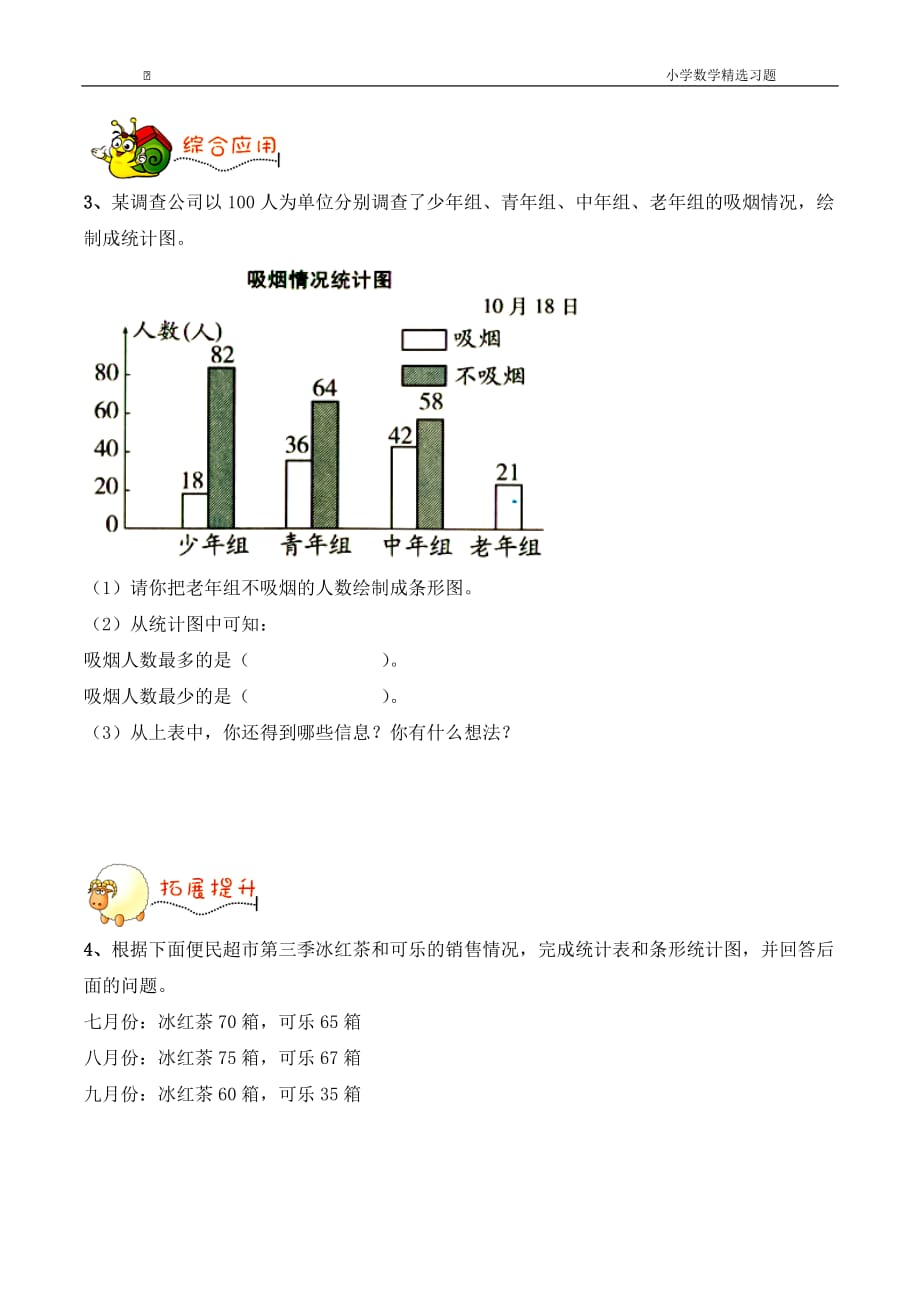 五年级数学下册青岛版《复式条形统计图》综合习题_第2页