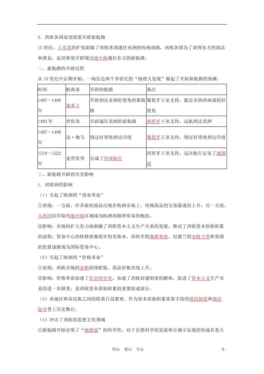 2011高考历史 教学练三案一体实用系列 14开辟文明交往的航线 人民版必修2.doc_第5页