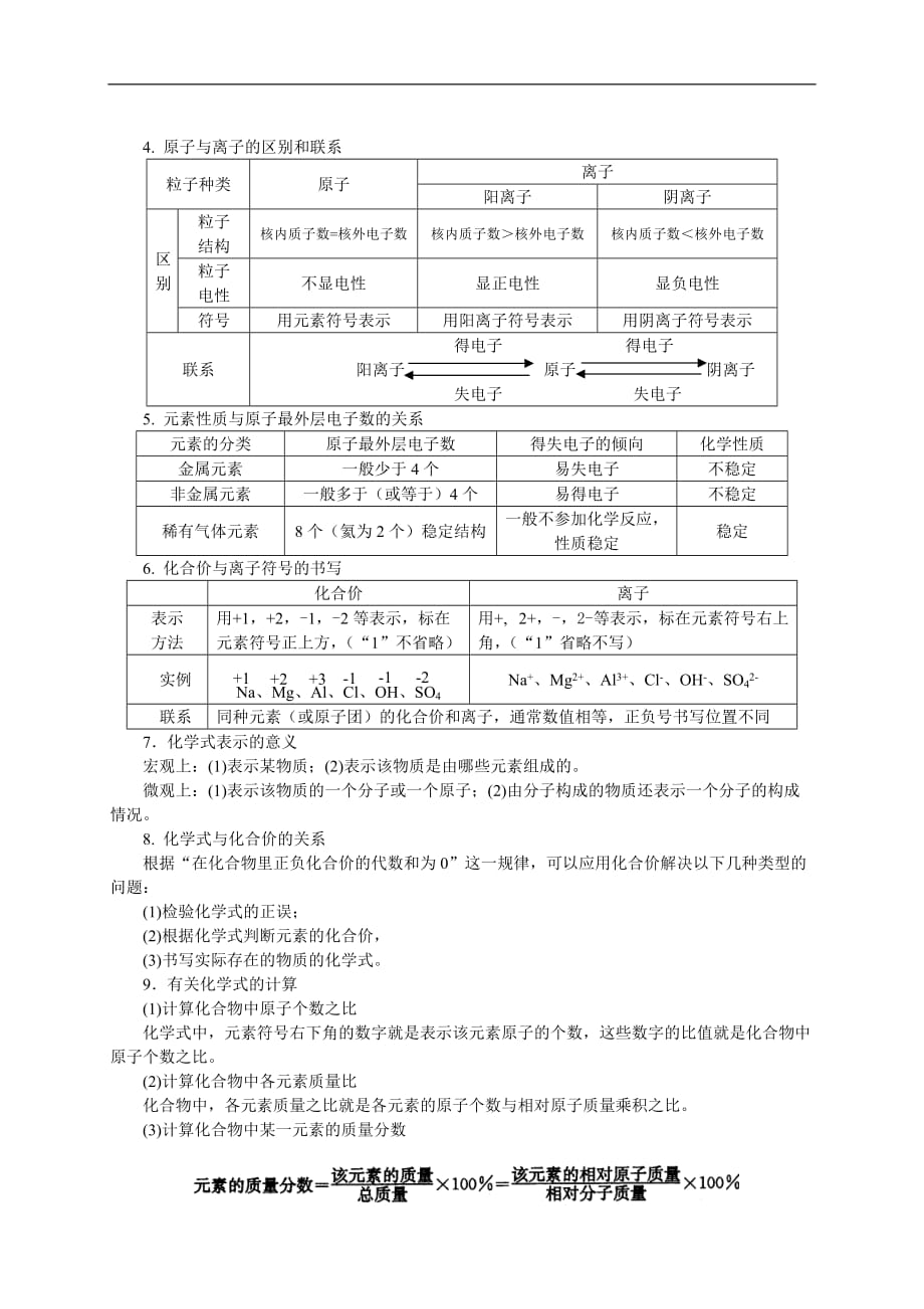 初三化学第3章-物质构成的奥秘复习教案_第3页