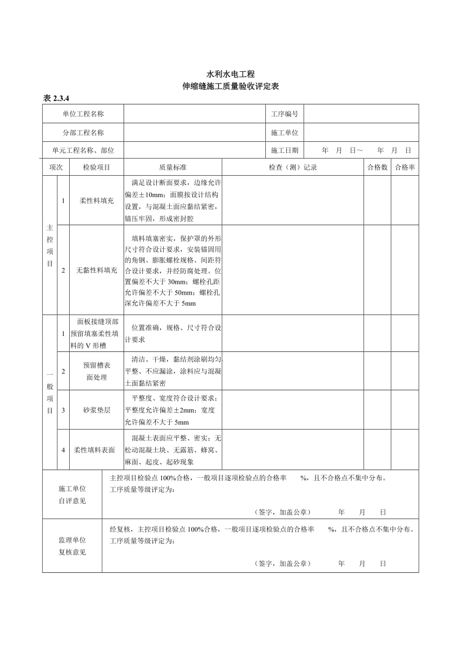 伸缩缝单元评定表_第1页