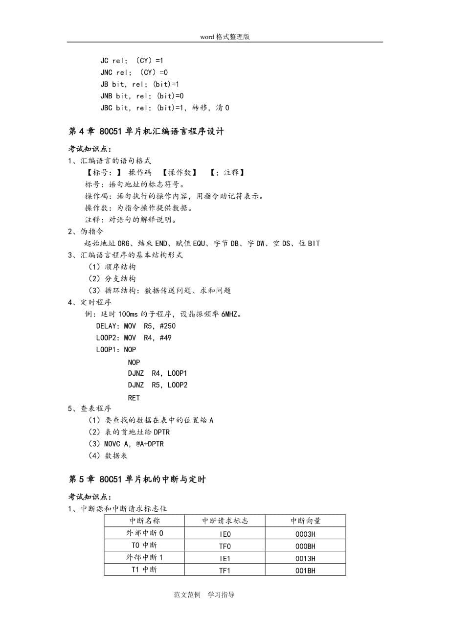 单片机原理和应用考试复习知识点汇总_第5页