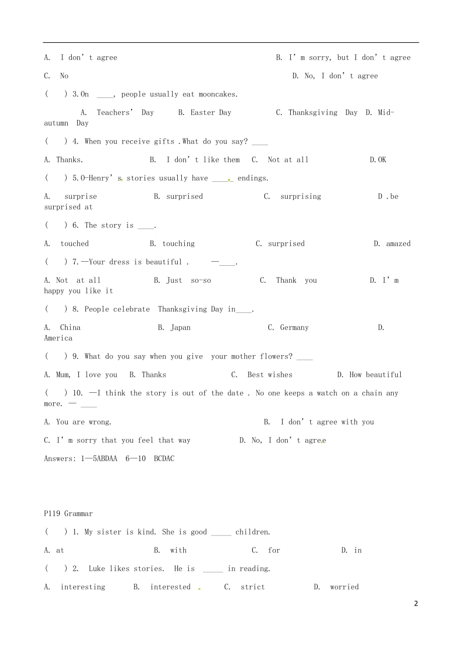 辽宁省法库县东湖第二初级中学九年级英语上册《Module4AtasteofliteratureUnit8SurpriseendingsVocabularyGrammarSpeaking》试题（新版）牛津深圳版_第2页