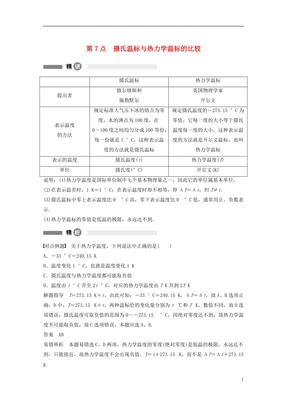 高中物理模块要点回眸第7点摄氏温标与热力学温标的比较素材新人教版选修3-3_第1页