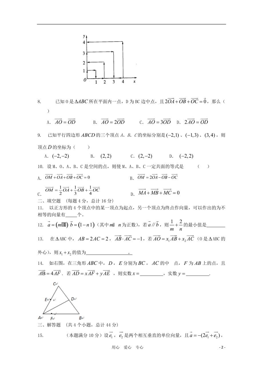 天津市2012届高三数学 23平面向量的定义及运算单元测试 新人教A版.doc_第2页