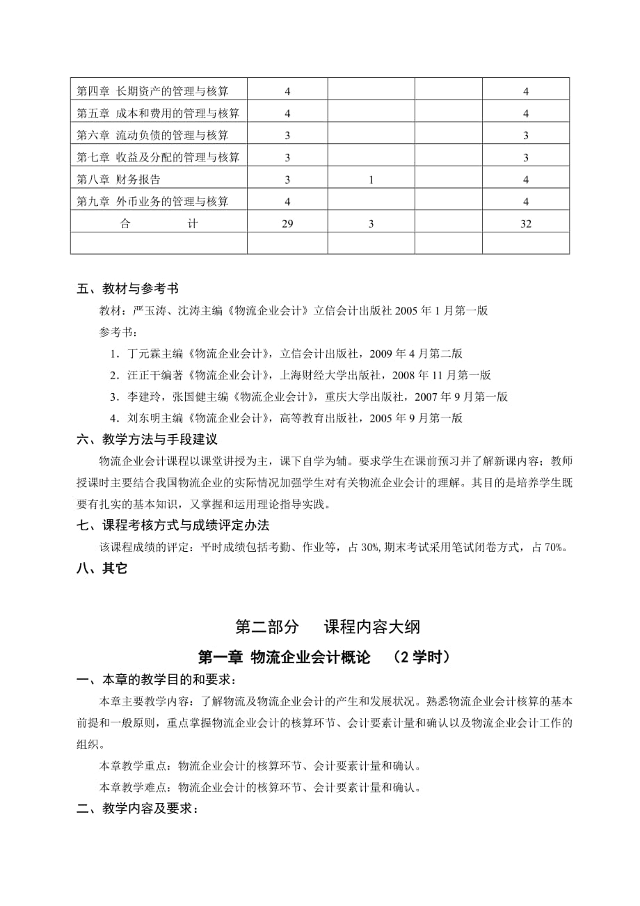 《物流企业会计》教学大纲.doc_第2页