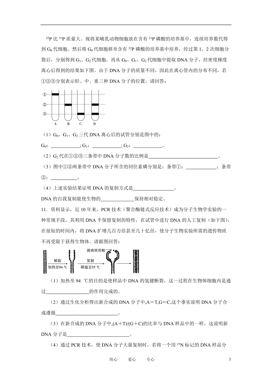 高中生物《DNA的复制》同步练习6 新人教版必修2.doc_第3页