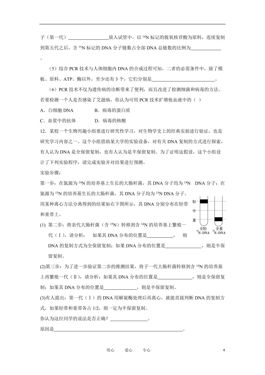 高中生物《DNA的复制》同步练习6 新人教版必修2.doc_第4页