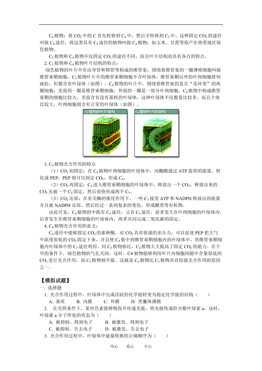 高三生物第一节 光合作用人教版知识精讲.doc_第2页