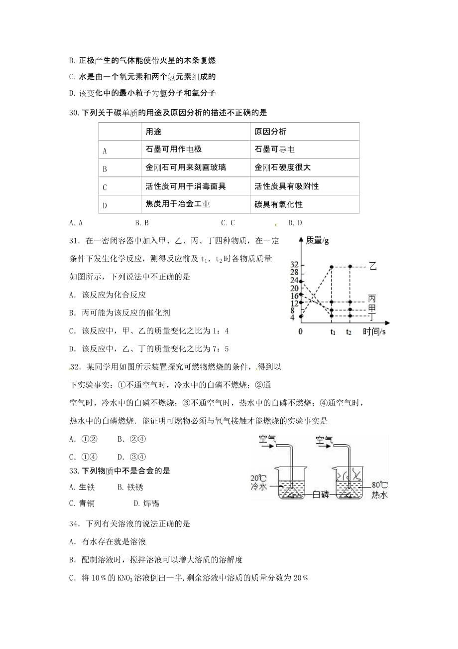 湖南省娄底市初中化学毕业学业考试题_第2页