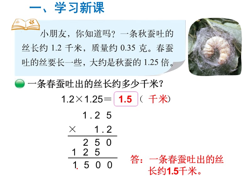 北师大版数学小学四年级下册课件-第3单元小数乘法-第5课时蚕 丝_第2页