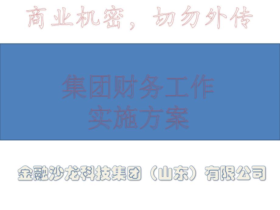 {财务管理财务知识}集团财务工作实施方案最新更实用_第1页