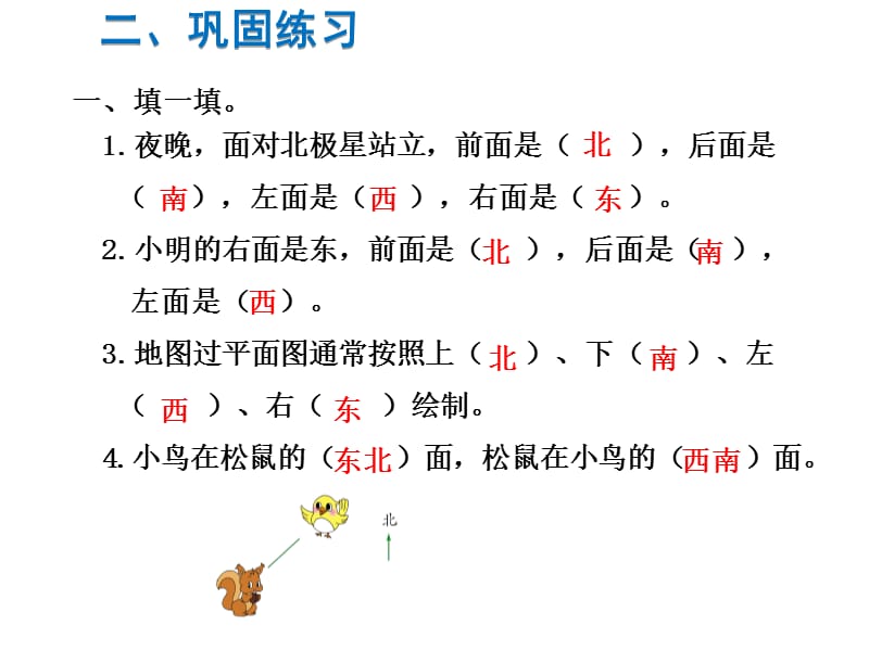 苏教版数学二年级下册同步课件-第3单元认识方向-第5课时第三单元知识小结_第3页