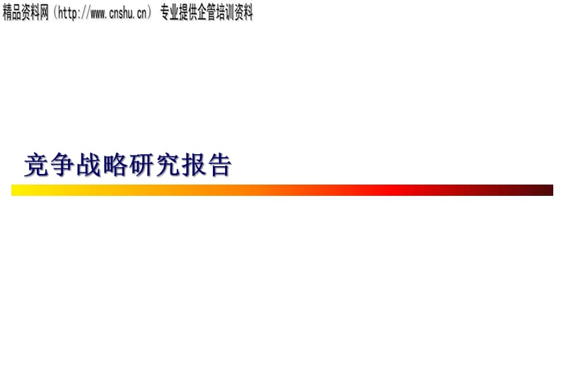 {竞争策略}企业竞争战略研究报告_第1页