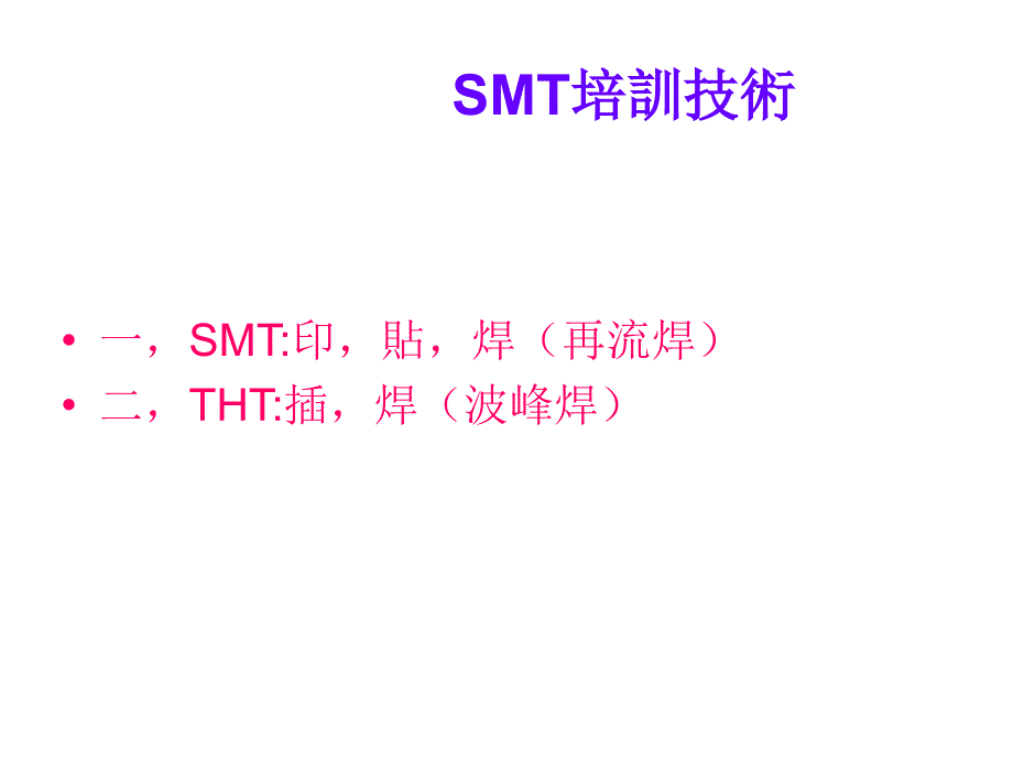 {SMT表面组装技术}SMT培训技术讲义_第1页