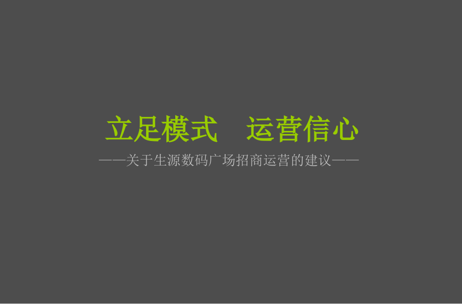 {招商策划}湖南郴州生源数码广场商业项目招商运营的建议_第1页