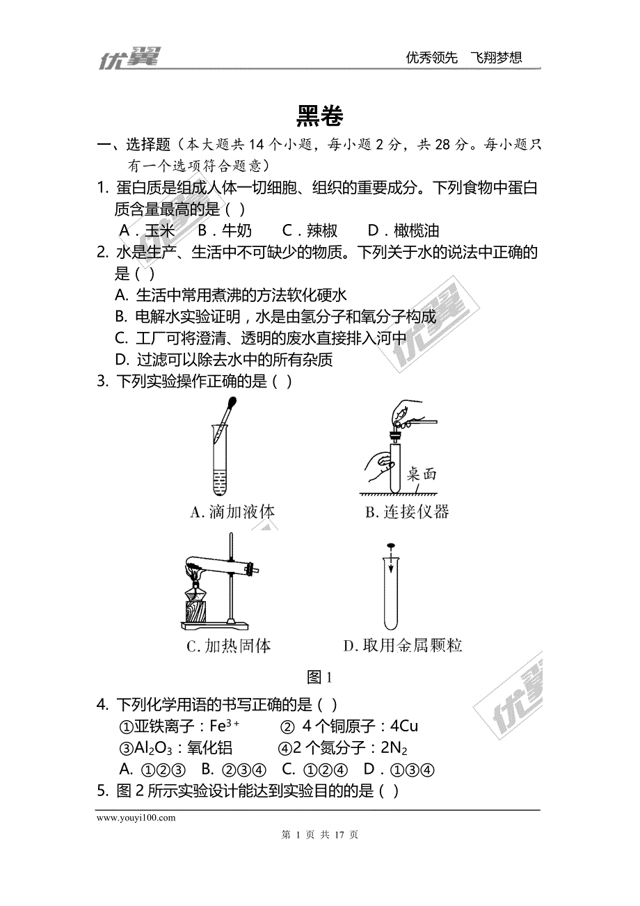 2017年河北省中考化学黑白卷.doc_第1页