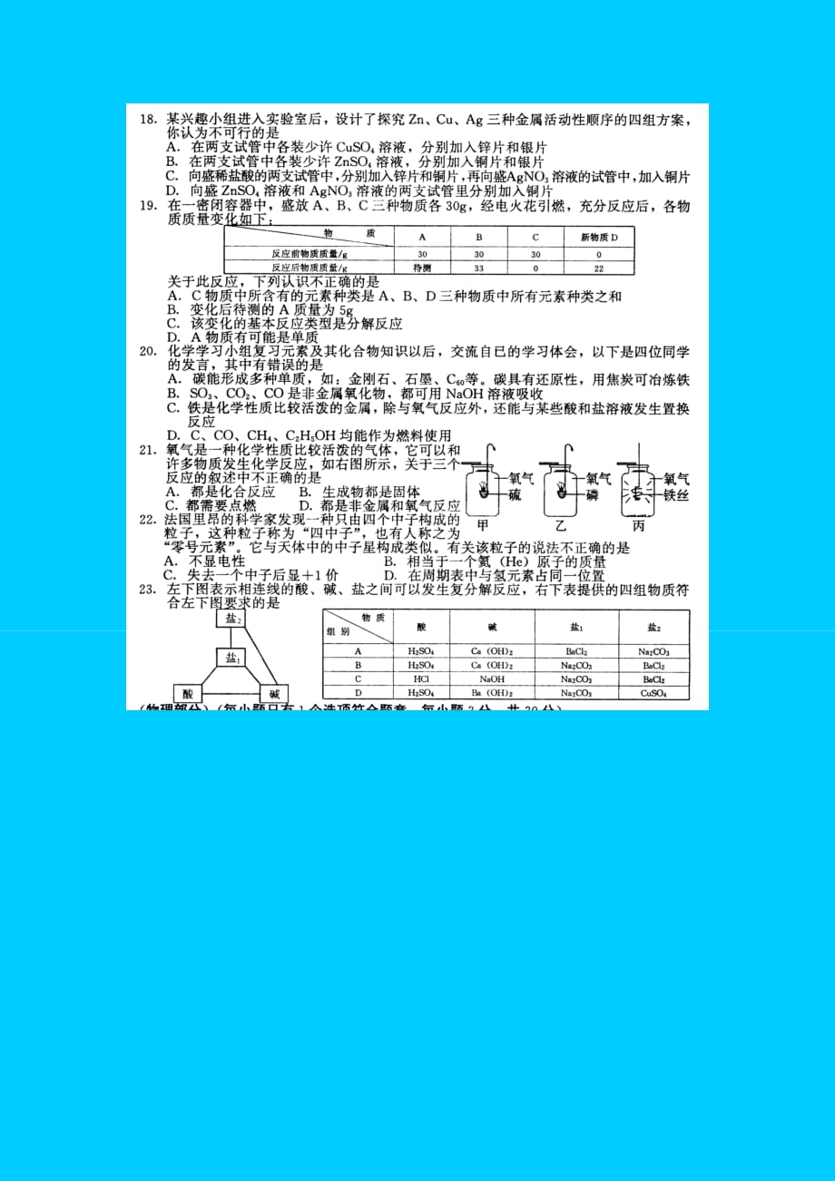 湖北省黄冈市普通高中和中等职业学校招生考试化学部分_第2页