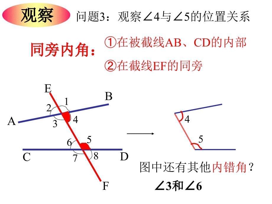 浙江版八年级上册《1.1同位角内错角同旁内角》_第5页