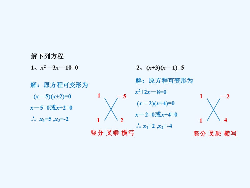 八年级数学下册十字相乘法解一元二次方程课件（新版）沪科版_第3页