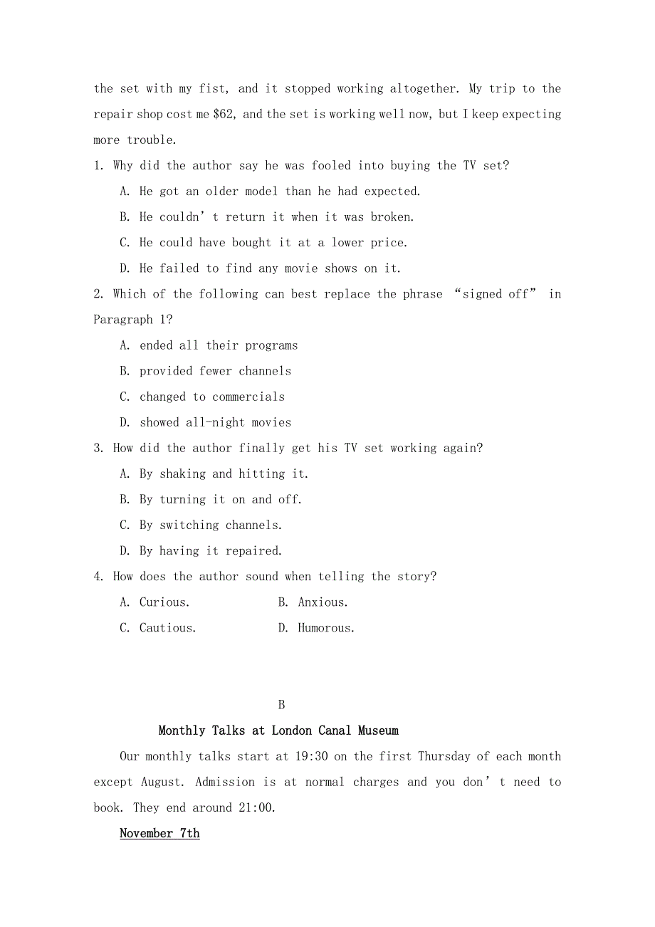 贵州省遵义市湄潭县高三上学期第一次月考英语试题 Word版（含答案）_第2页