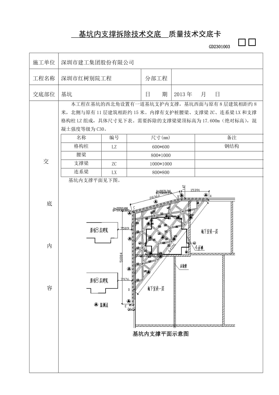 基坑内支撑拆除技术交底.doc_第1页