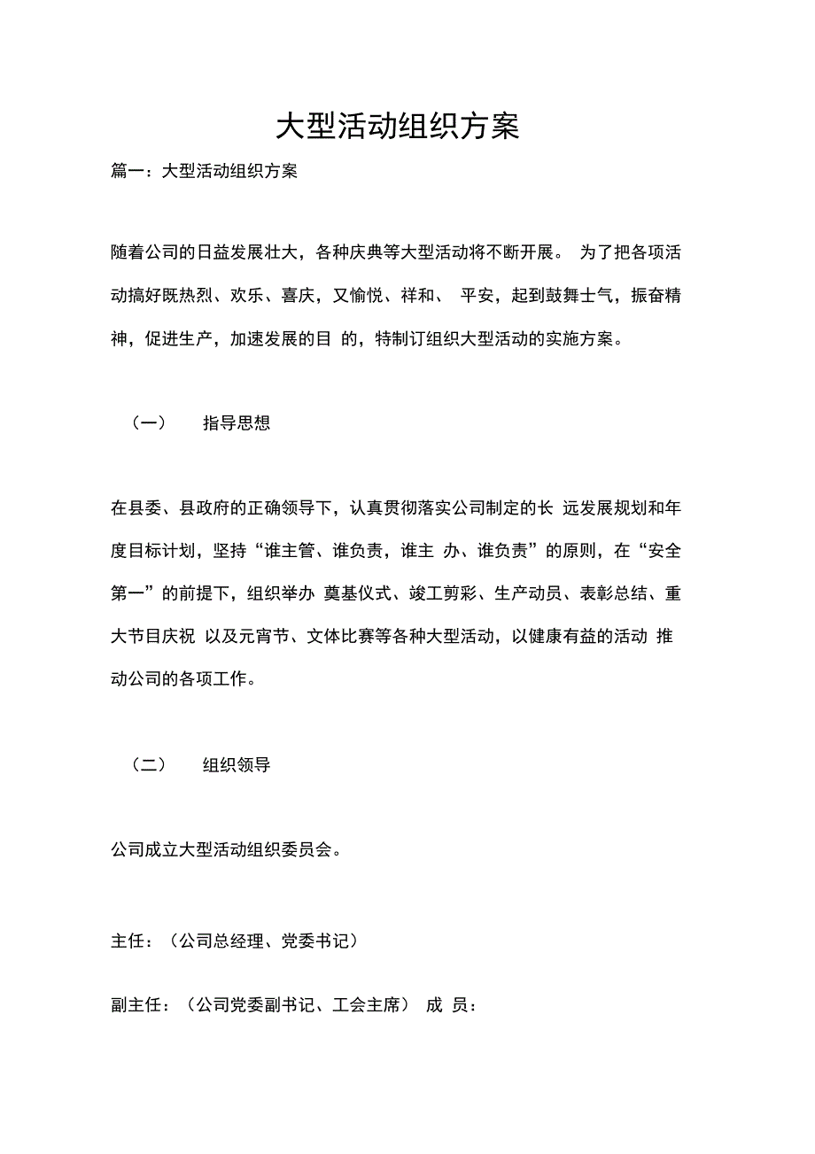 202X年大型活动组织方案_第1页