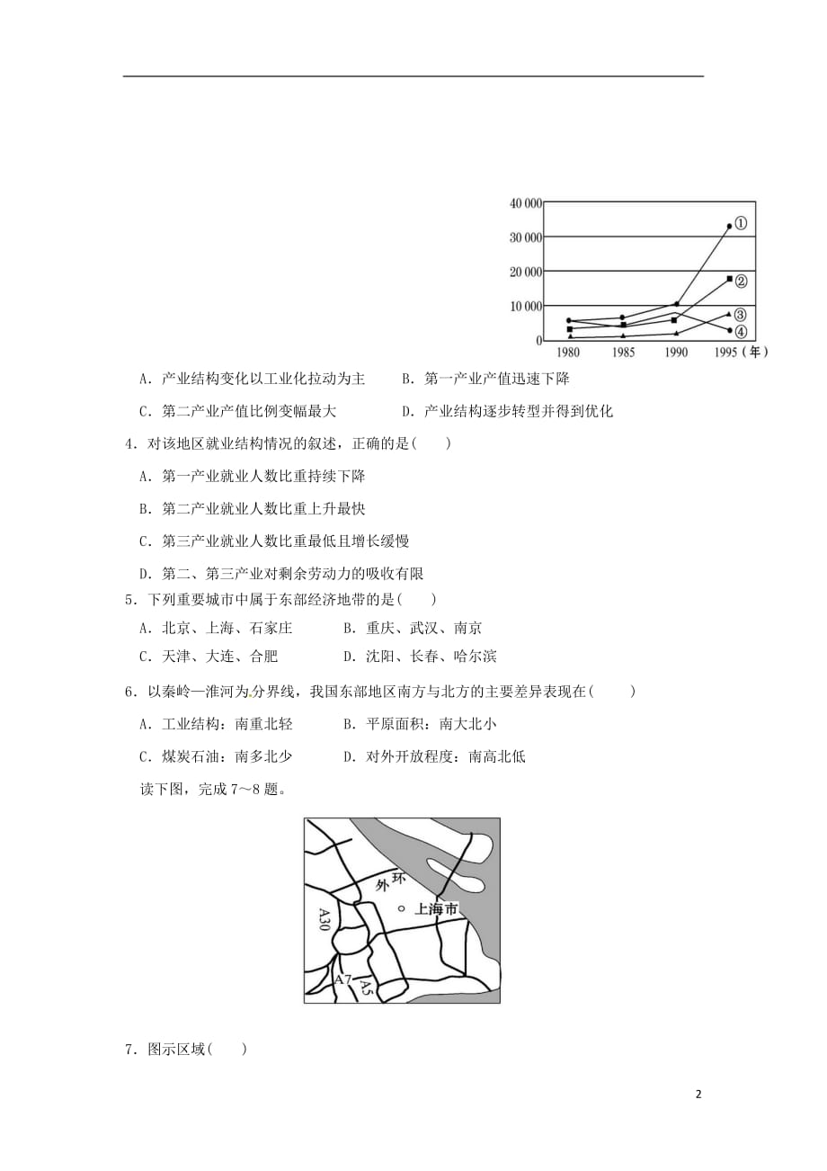 陕西省西安市高二地理上学期第一次月考试题_第2页