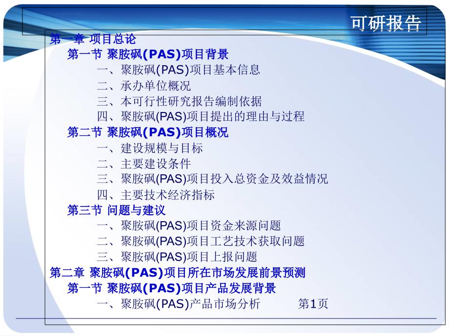 聚胺砜(PAS)项目可行性研究报告教学文案_第2页