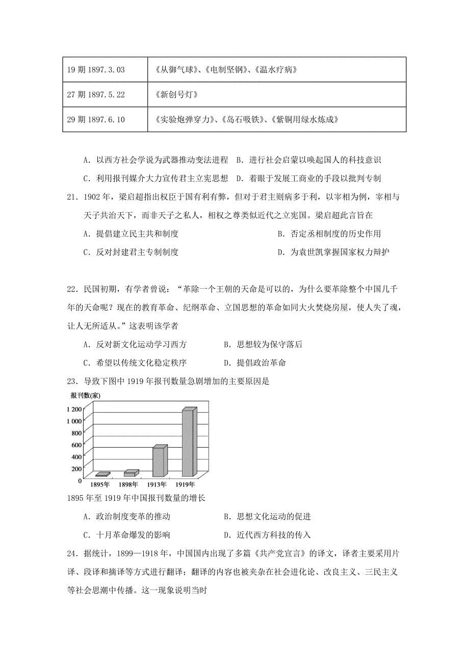 福建省长乐高级中学2019-2020学年高二历史上学期第一次月考试题[含答案].pdf_第5页