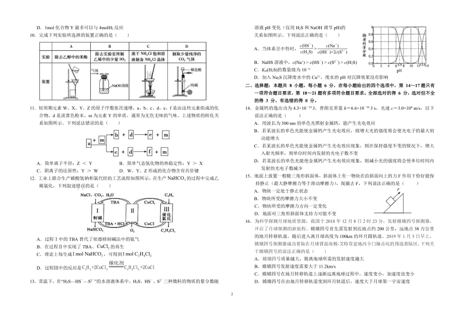 安徽省2020届高考适应性考试理科综合试题_第2页