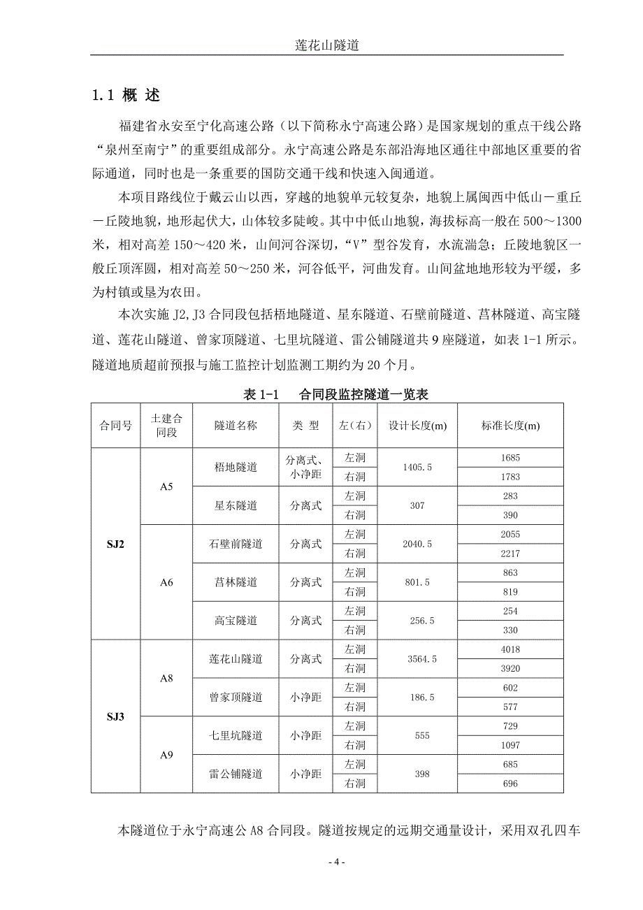 《永宁高速项目隧道地质超前预报与施工监控量测莲花山隧道实施方案》-公开DOC·毕业论文_第4页