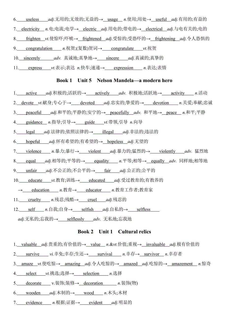 高中英语必修一到选修八核心词汇变形(1).docx_第2页