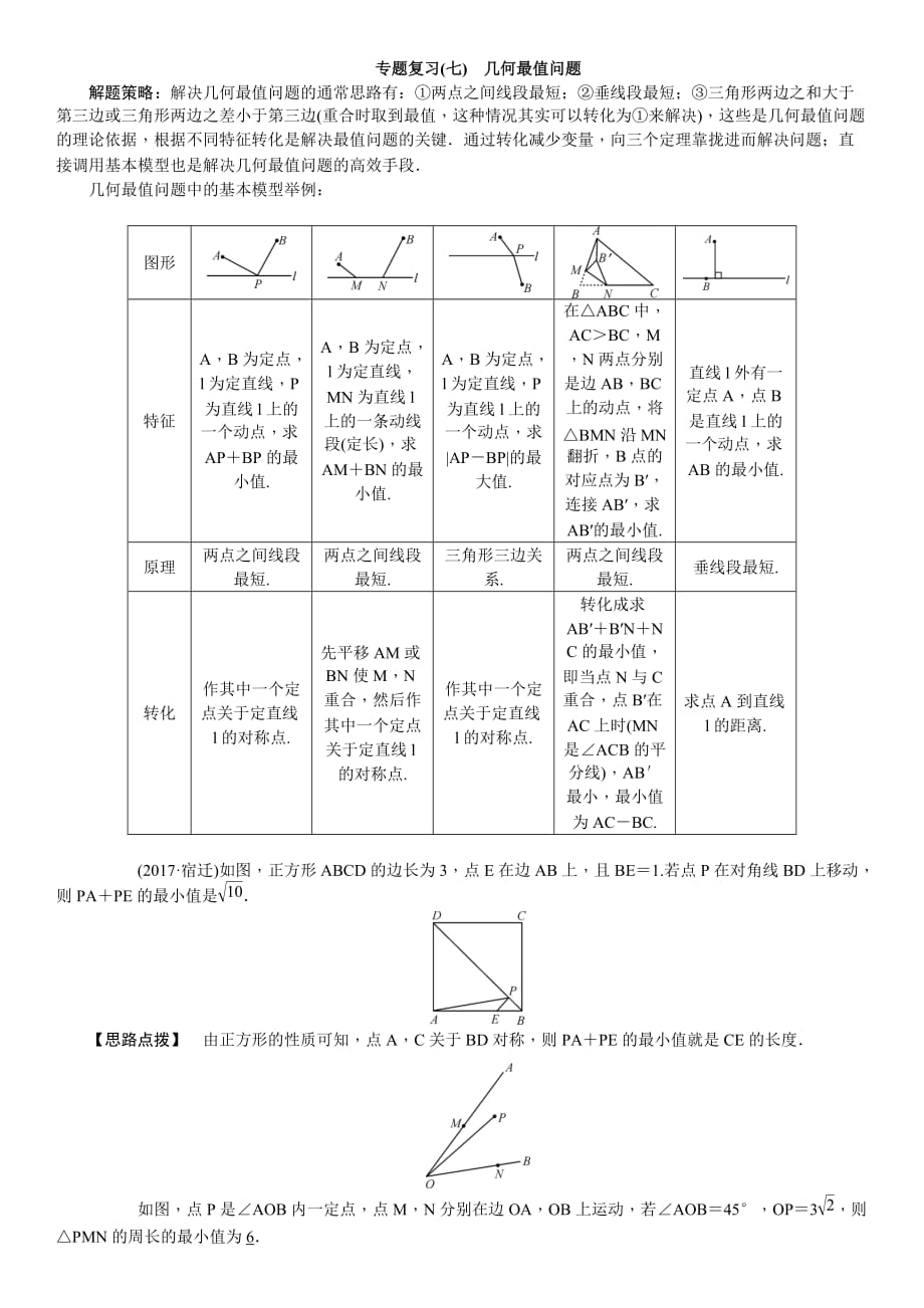 专题复习(七)　几何最值问题.doc_第1页