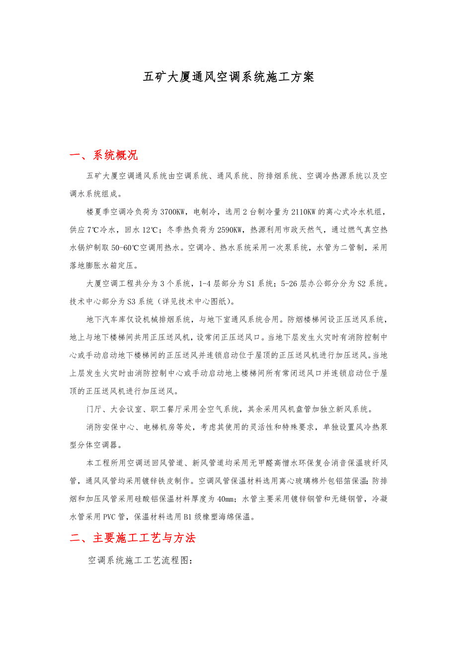 北京五矿大厦通风空调工程施工设计方案_第1页