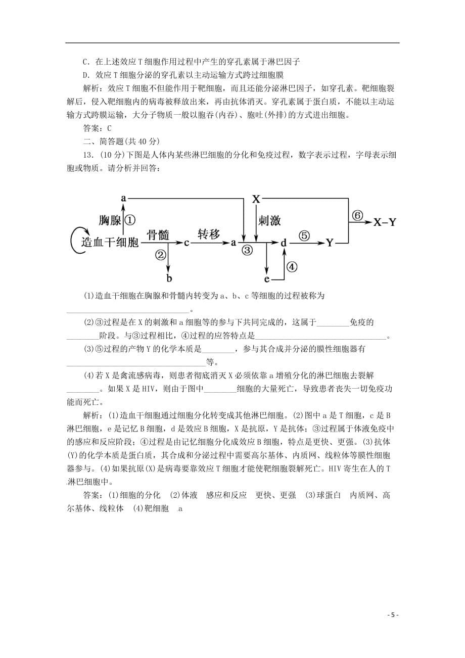 广东省江门市高考生物二轮复习专题训练15免疫调节_第5页