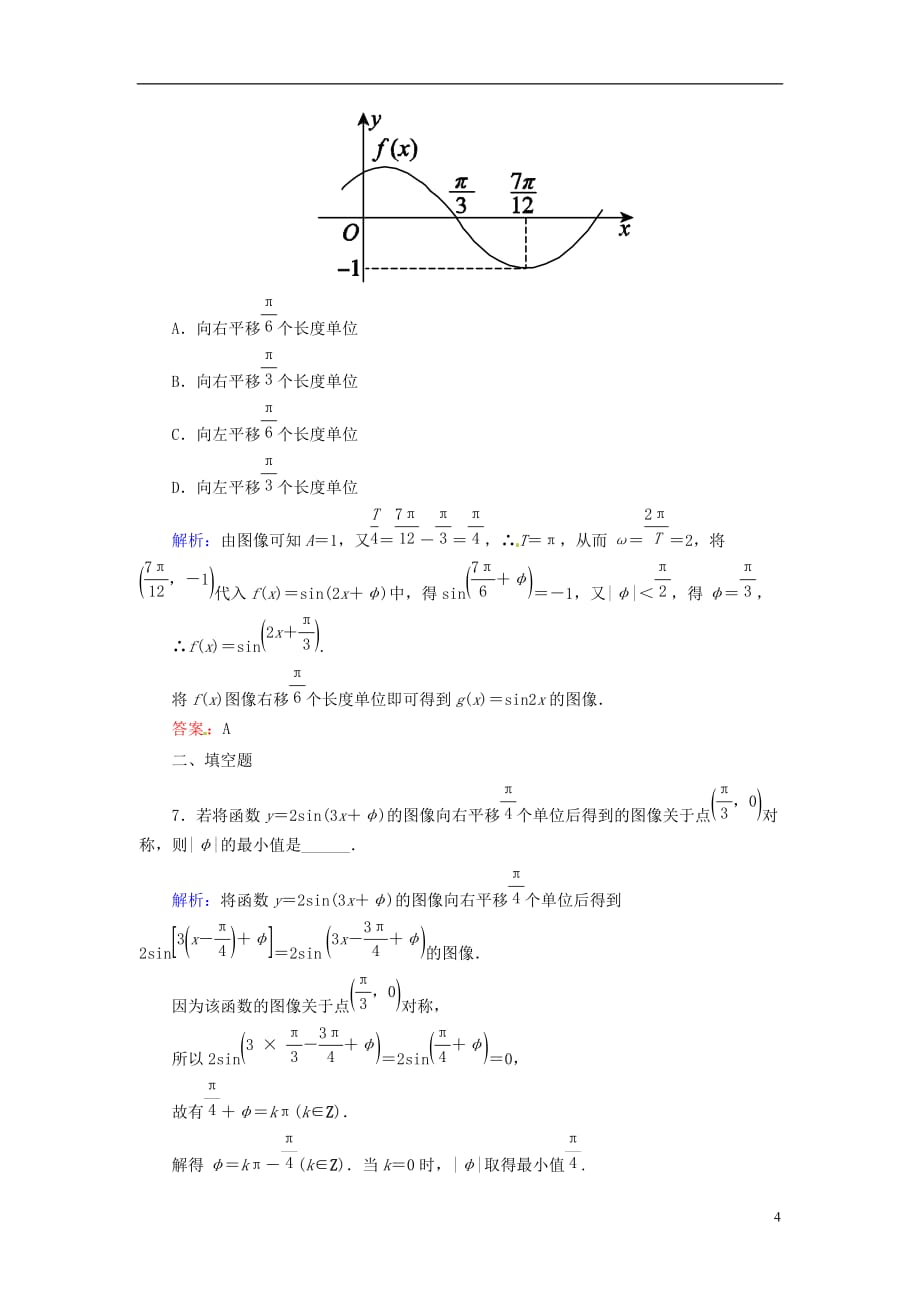 2014届高三数学一轮复习 （教材回扣 考点分类 课堂内外 限时训练）专讲专练 4.4　函数y＝Asin(ωx＋φ)的图像及应用.doc_第4页