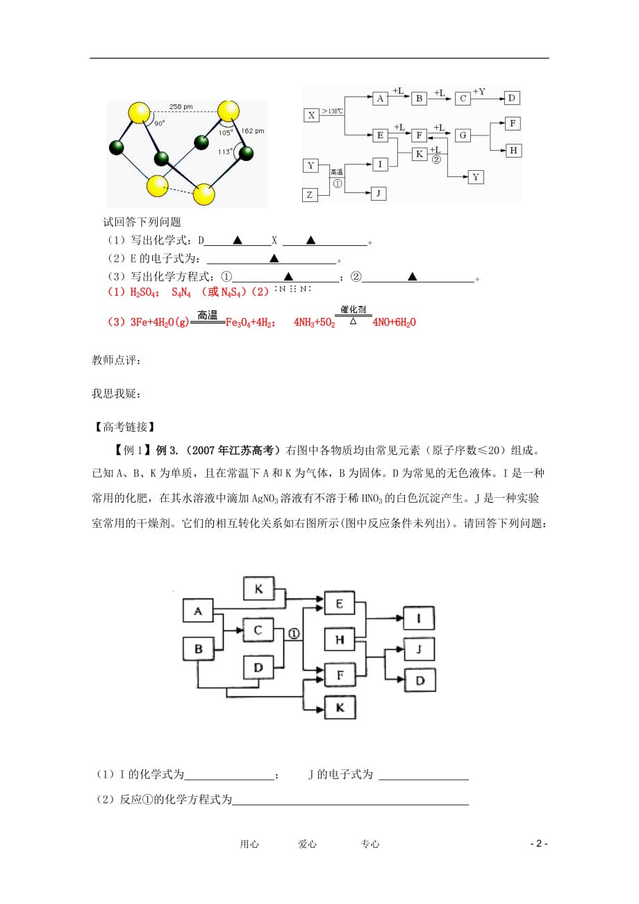 江苏省兴化市2011高三化学二轮复习 专题三 无机化工框图题 指导性教案.doc_第2页