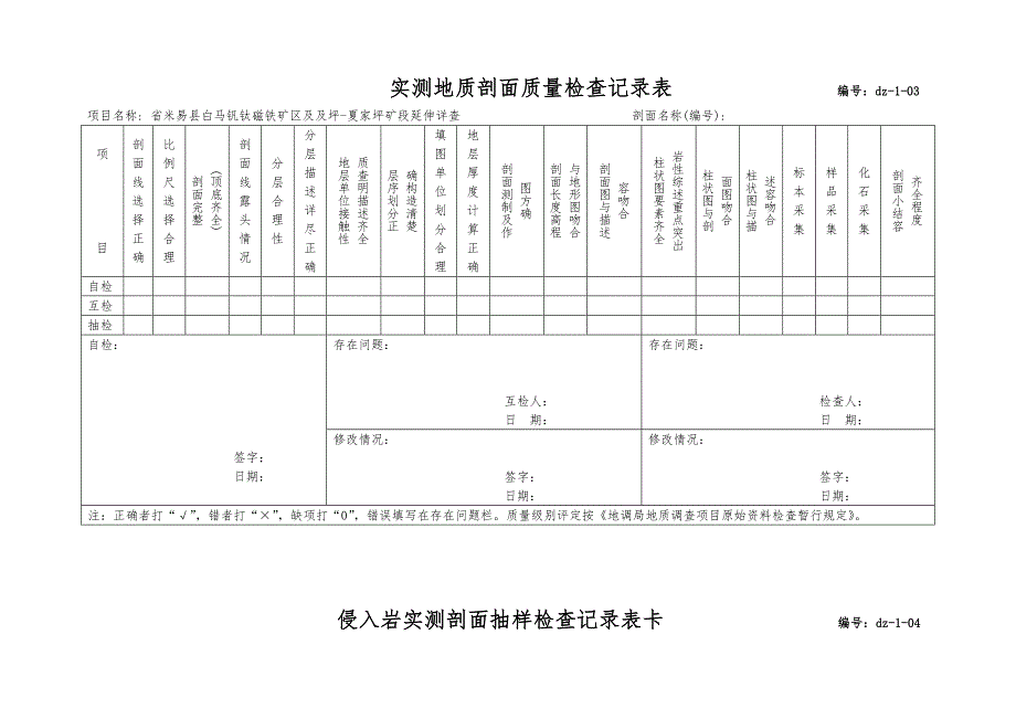 固体矿产勘查原始记录表格模板_第3页