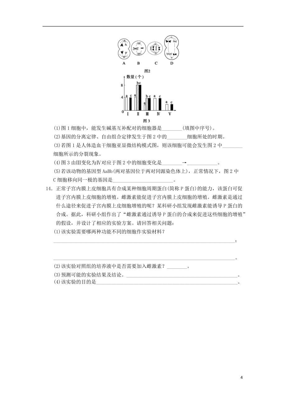 2013届高三生物二轮专题复习卷 专题3 细胞的生命历程 第1讲 细胞的增殖和受精作用.doc_第4页