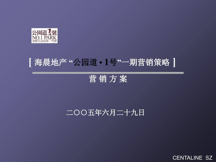 海晨地产公园道1号房地产项目营销策略方案118页说课讲解_第1页