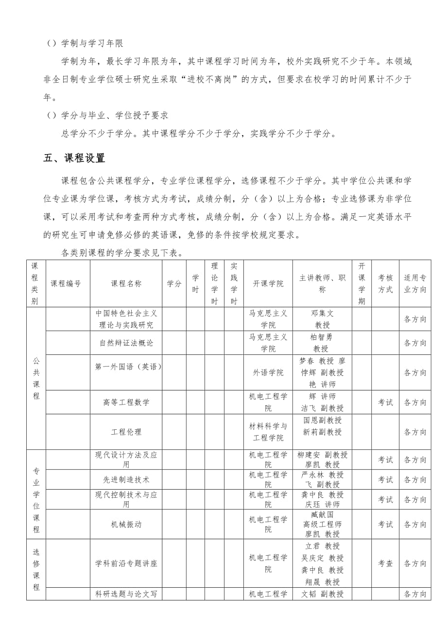 工程硕士专业学位机械工程领域培养方案_第3页