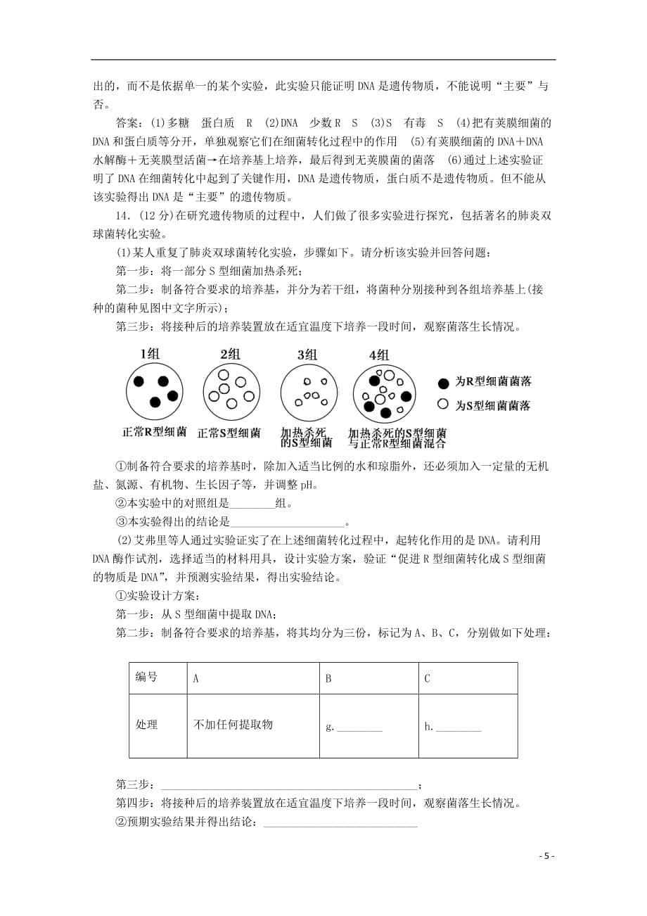 广东省江门市高考生物二轮复习专题训练04DNA是主要的遗传物质_第5页