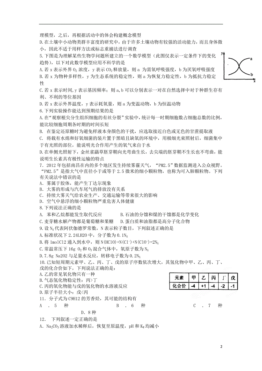 江西省南昌市10所省重点中学2013届高三理综第二次模拟突破冲刺试题（三）.doc_第2页